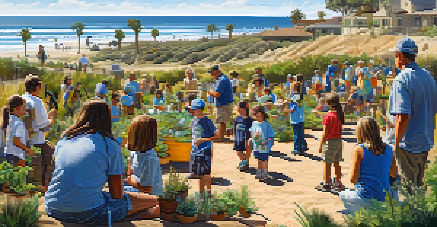 A community event in Carlsbad where residents participate in a habitat restoration project, planting native species.