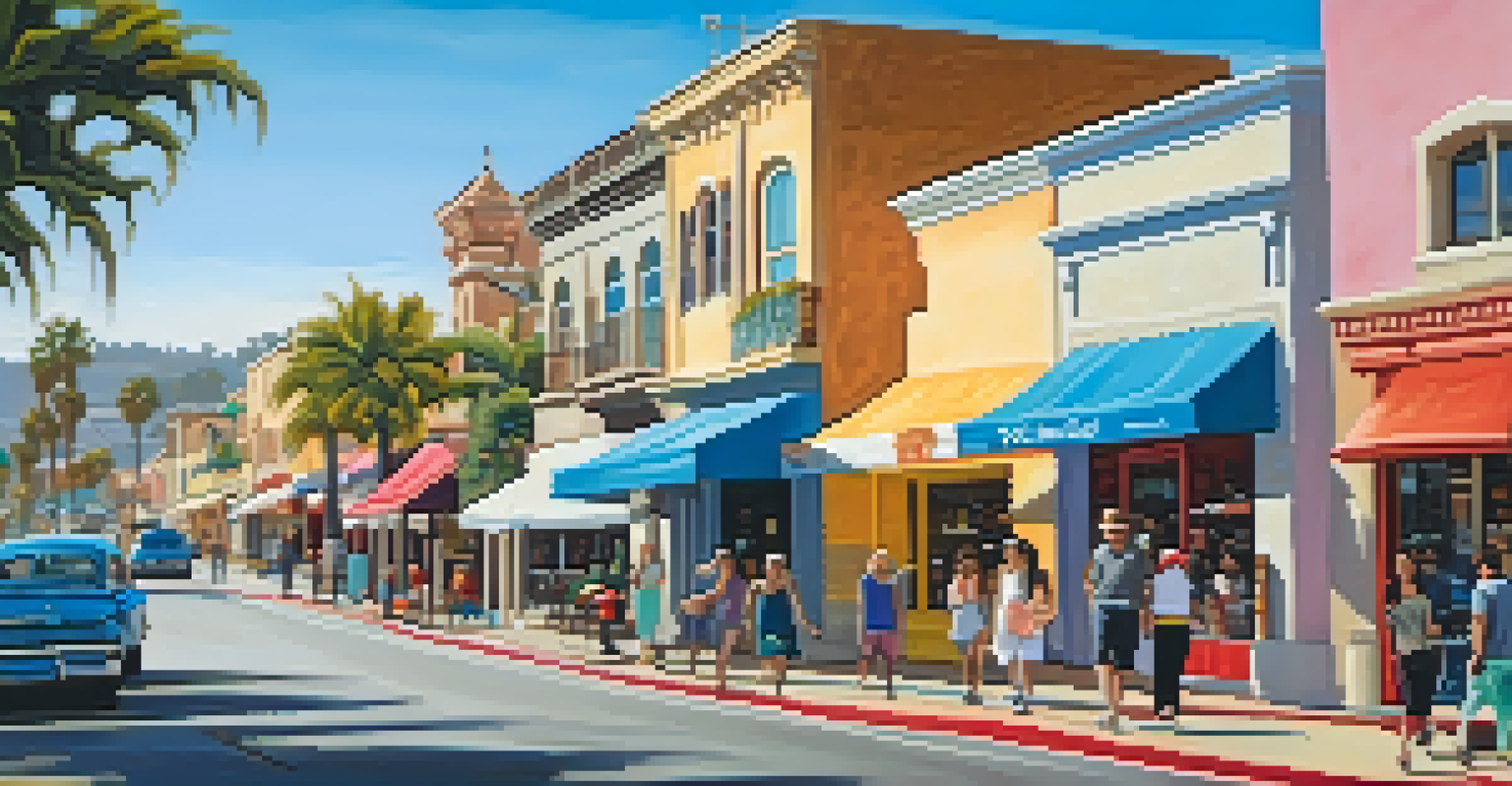 A lively village scene with colorful shops and people enjoying the atmosphere.