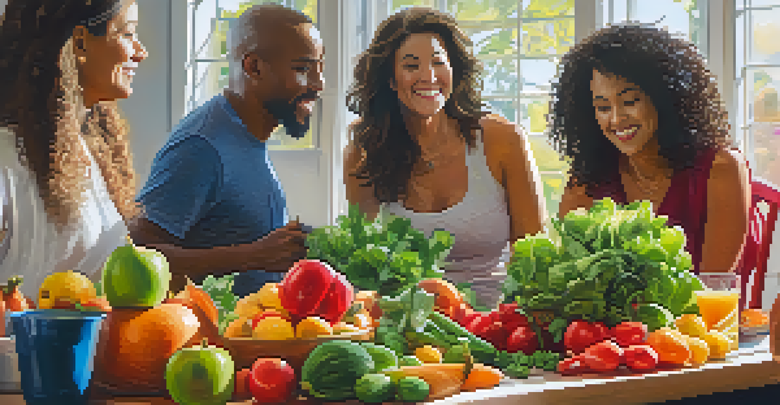 Participants in a nutrition workshop learning about healthy cooking with fresh fruits and vegetables.