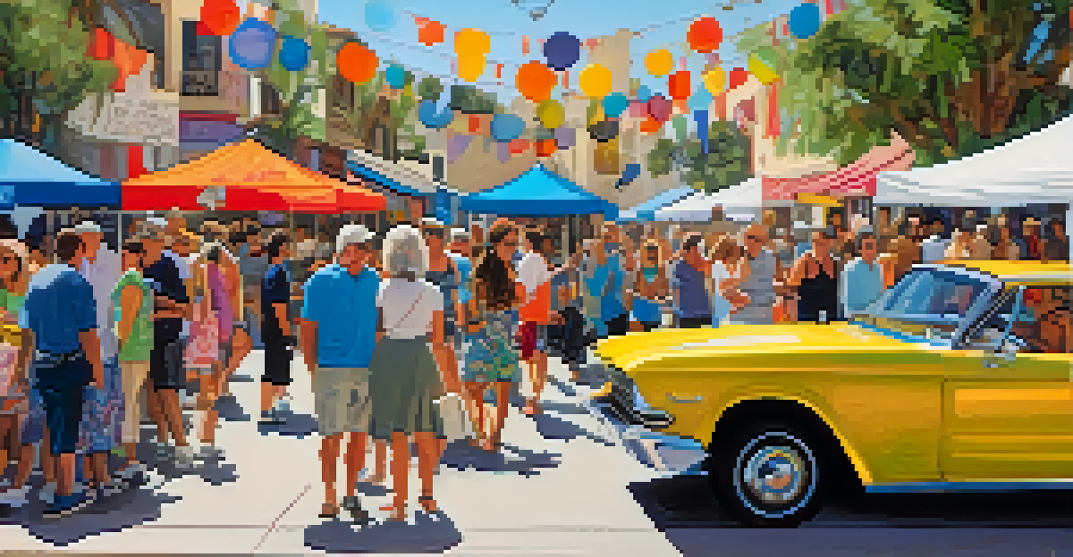 Artists showcasing their work in an open-air gallery with visitors admiring the art.