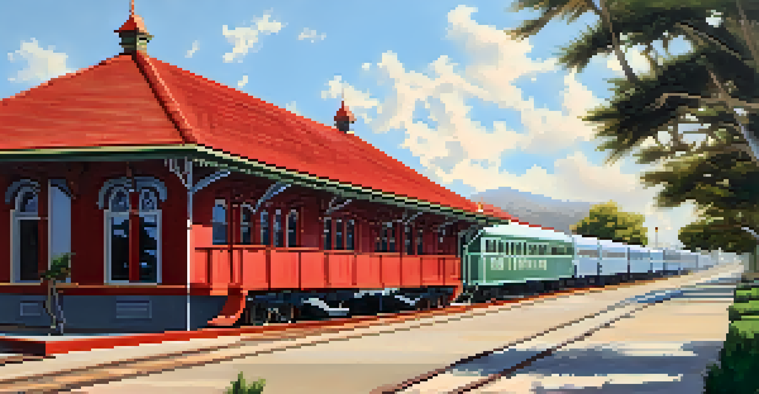 The Historic Carlsbad Depot with vintage trains and a classic architectural style.