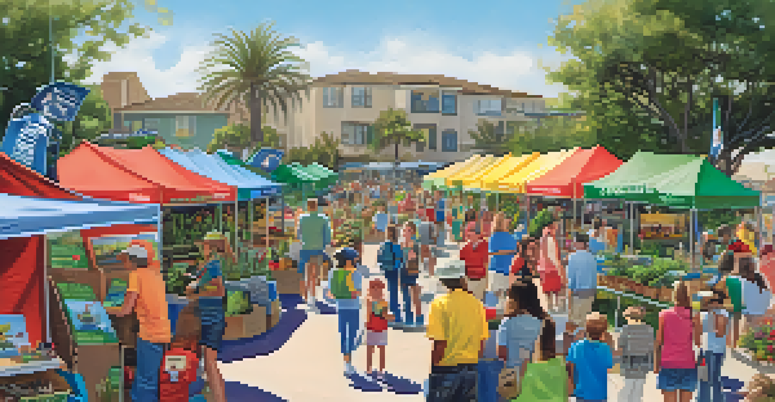 A community event in Carlsbad promoting sustainability, with people engaging in educational activities and eco-friendly displays.