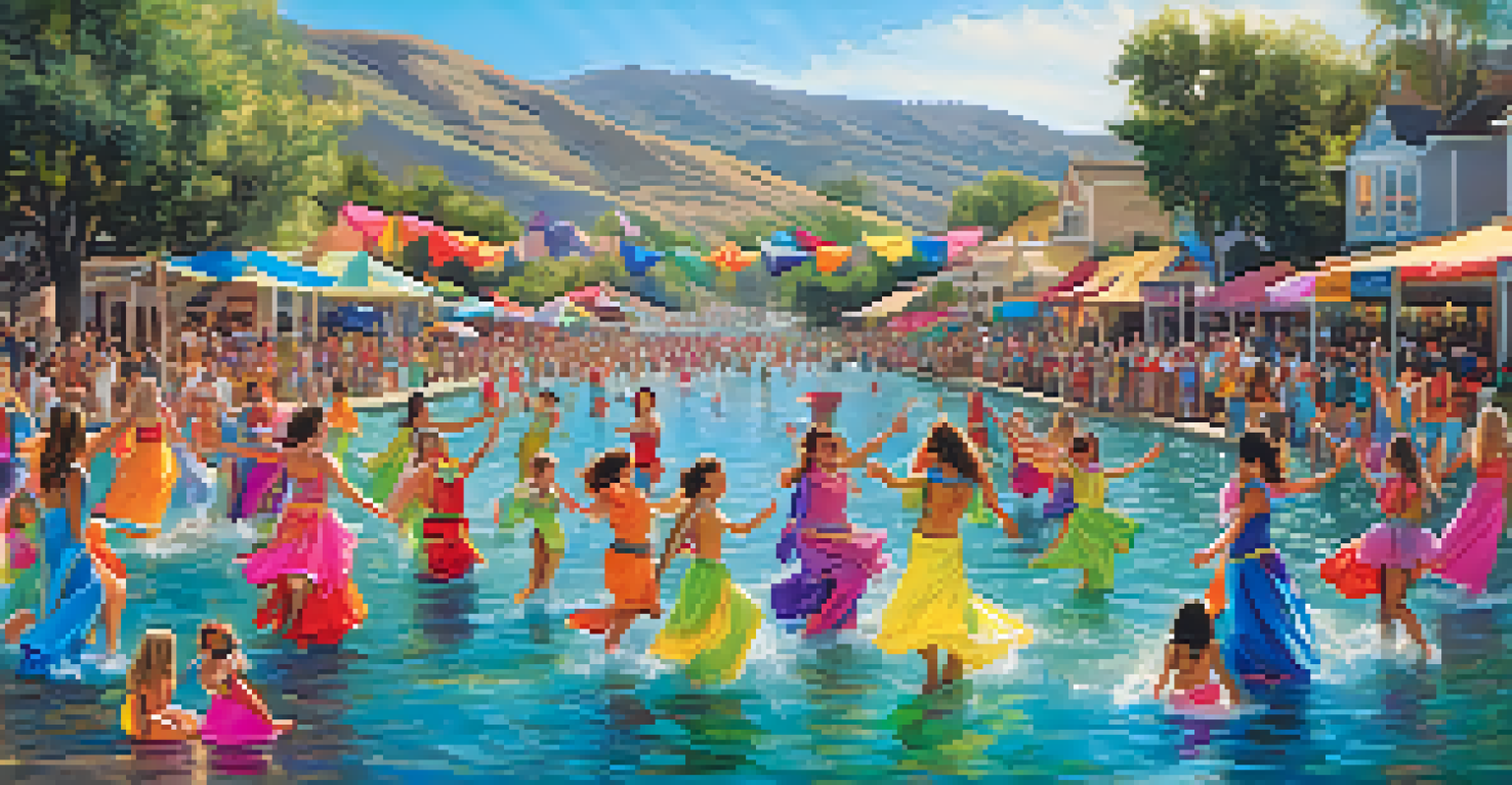 Local residents in colorful costumes celebrating the Water Nymph Festival in Carlsbad, California.