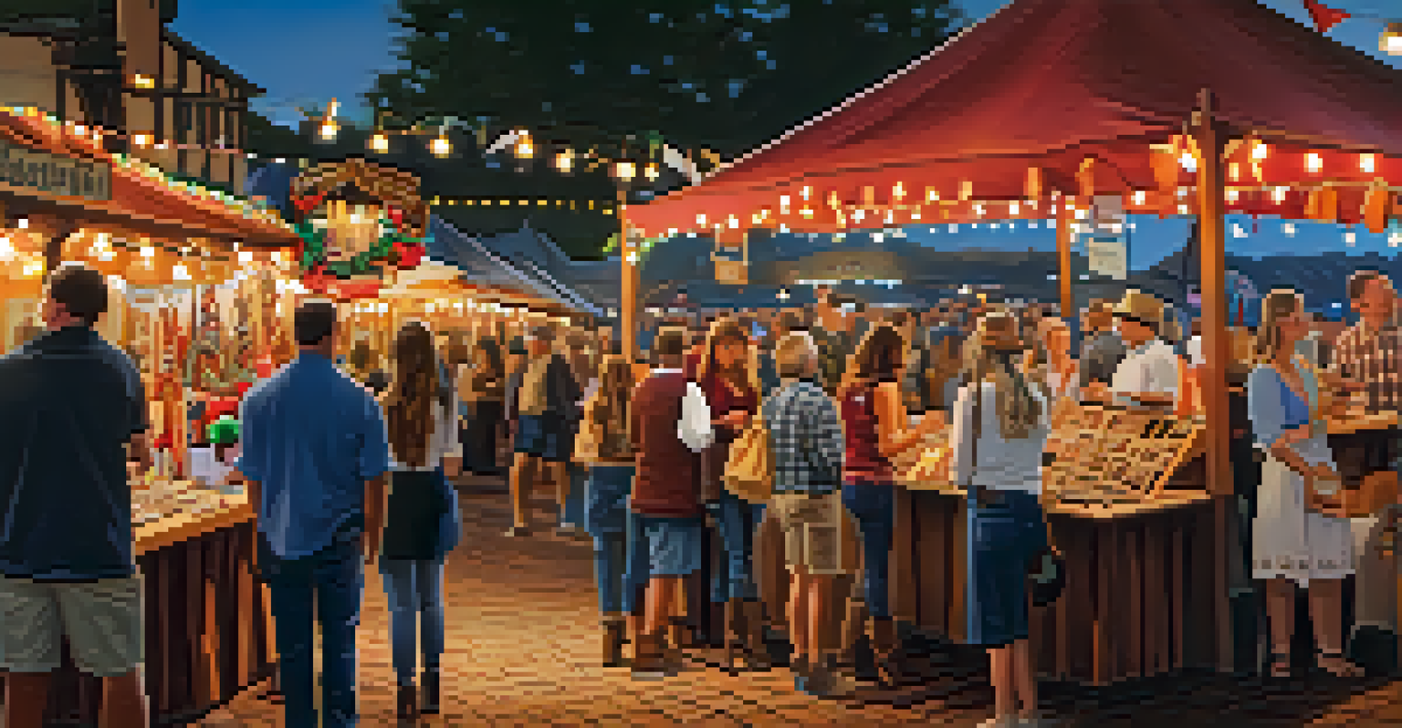 A local artisan booth at Oktoberfest with handmade crafts and visitors browsing.