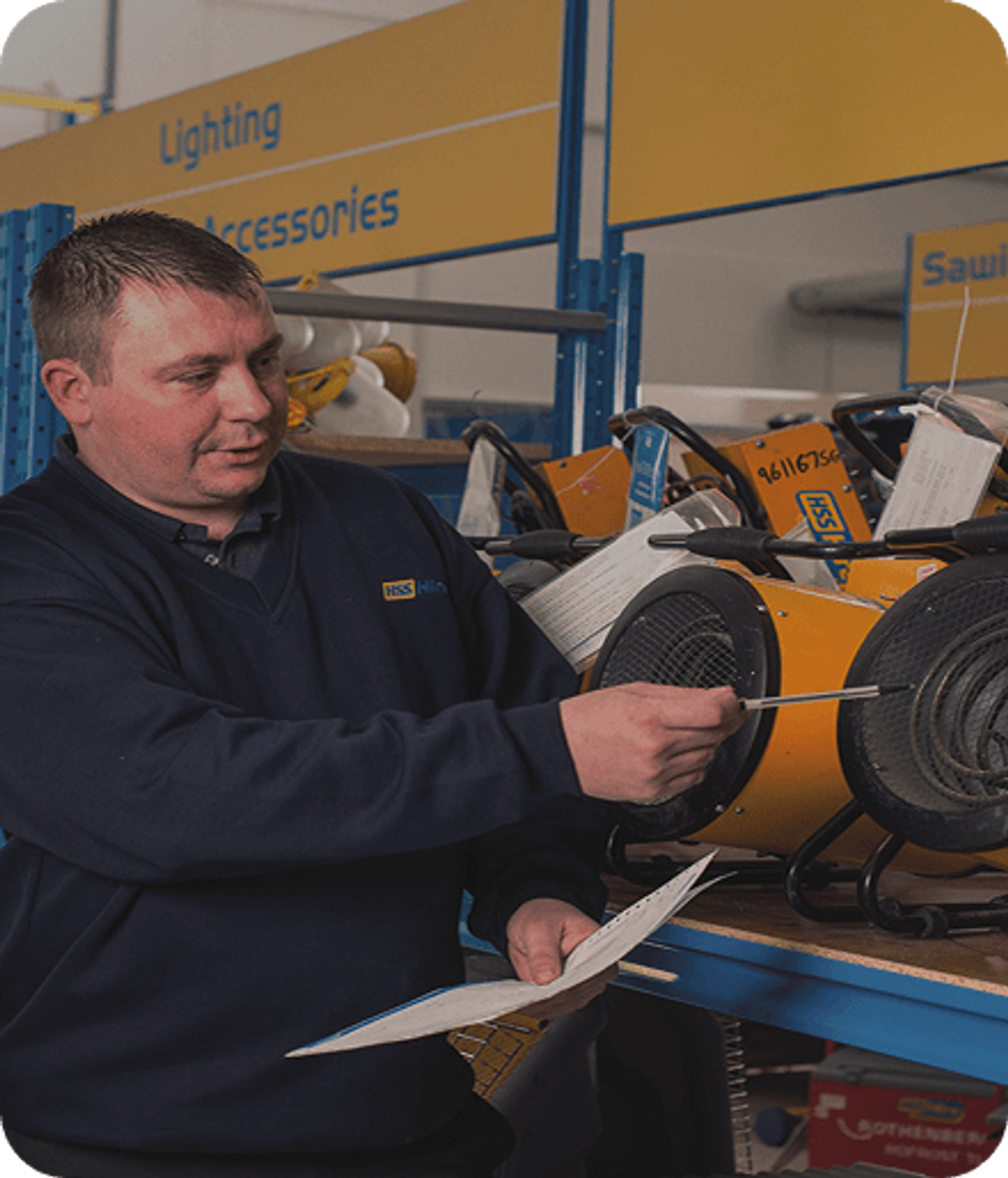 man buying something