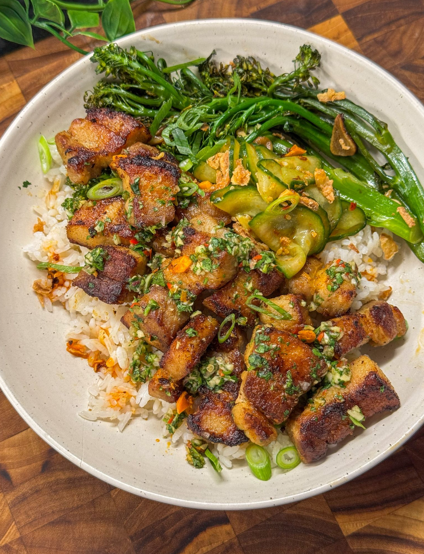 Pork Belly Bites served with Jeow Som