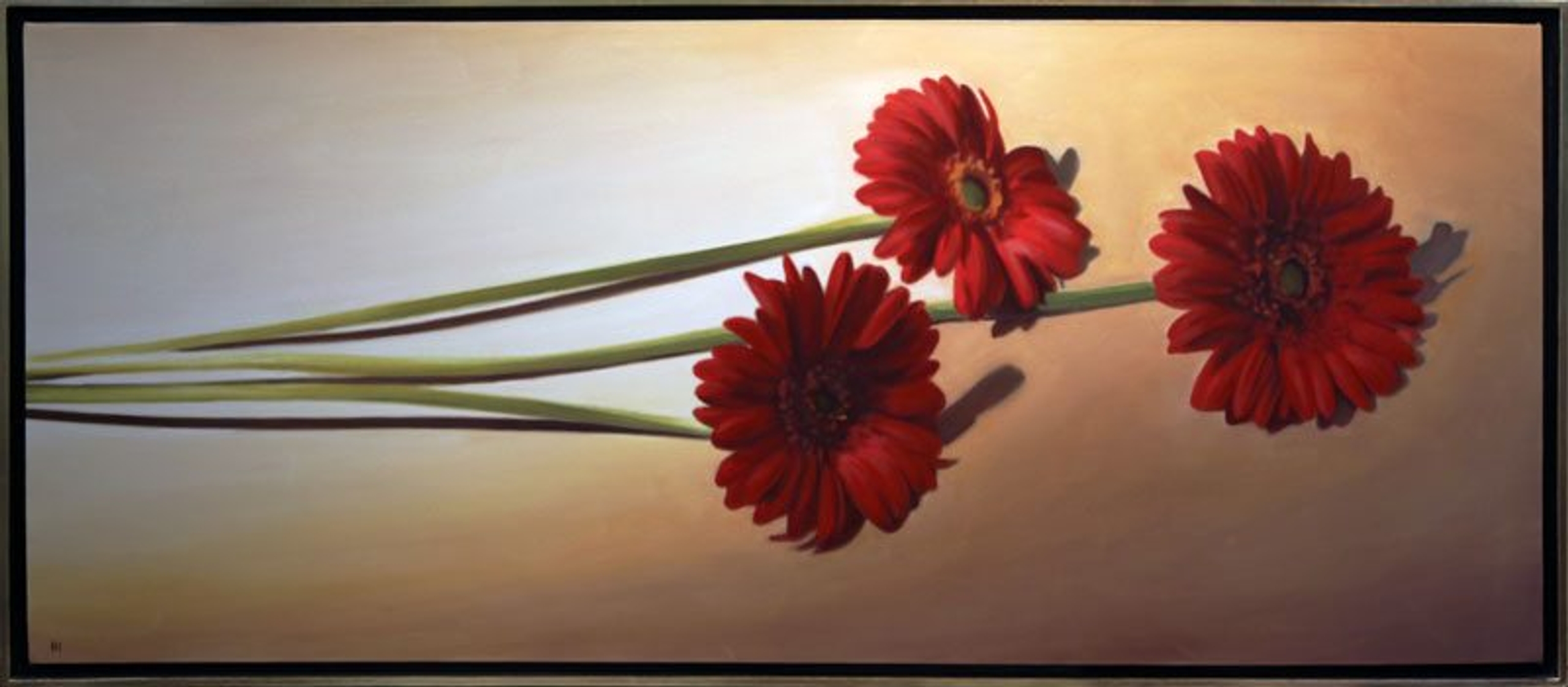 3 Red Daisies — oil painting by Brock Irwin