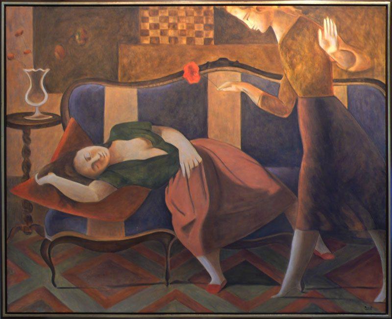 Two Women w/Red Rose