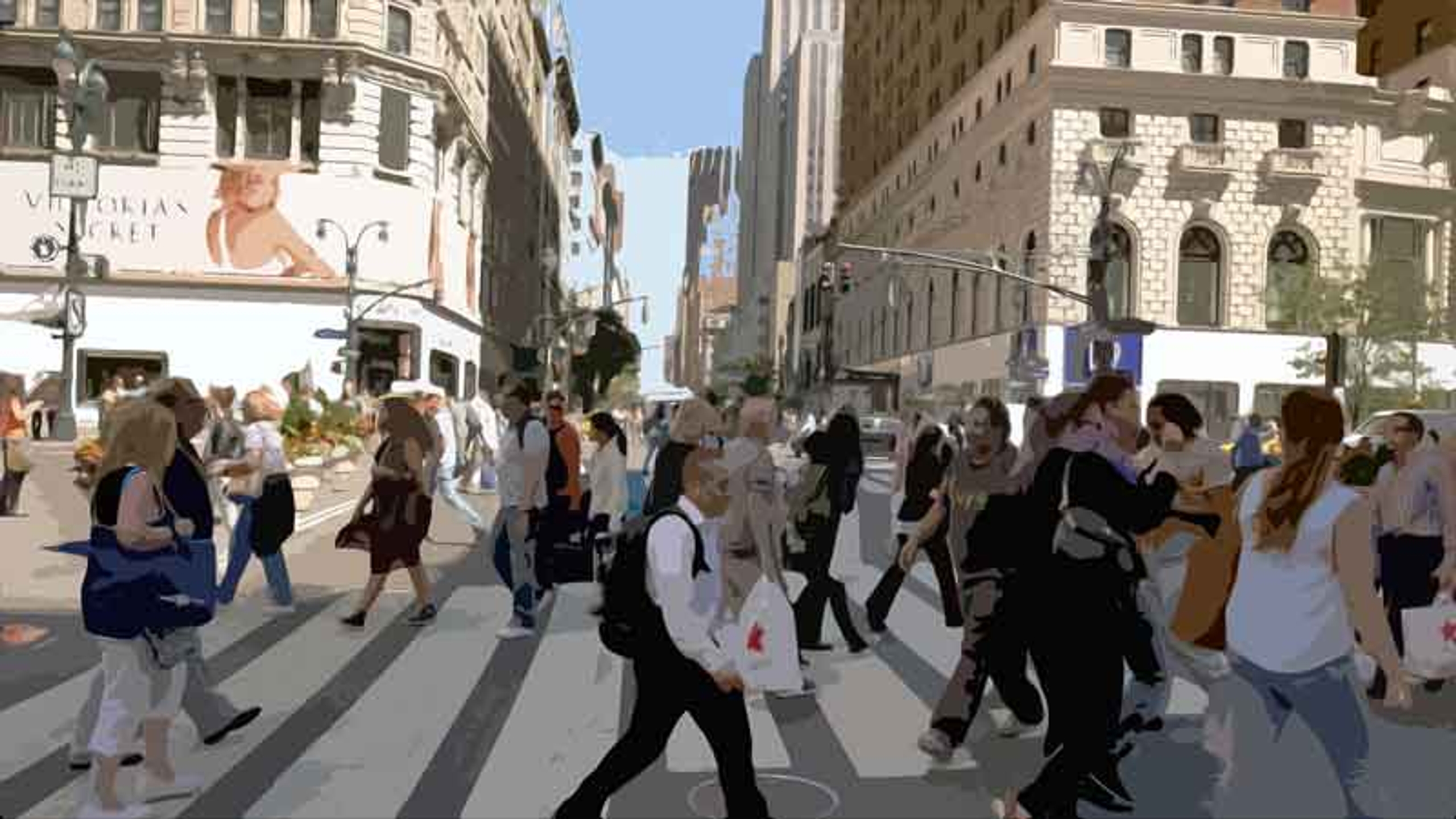 Modern Cityscape (Walkers) — oil painting by Brock Irwin