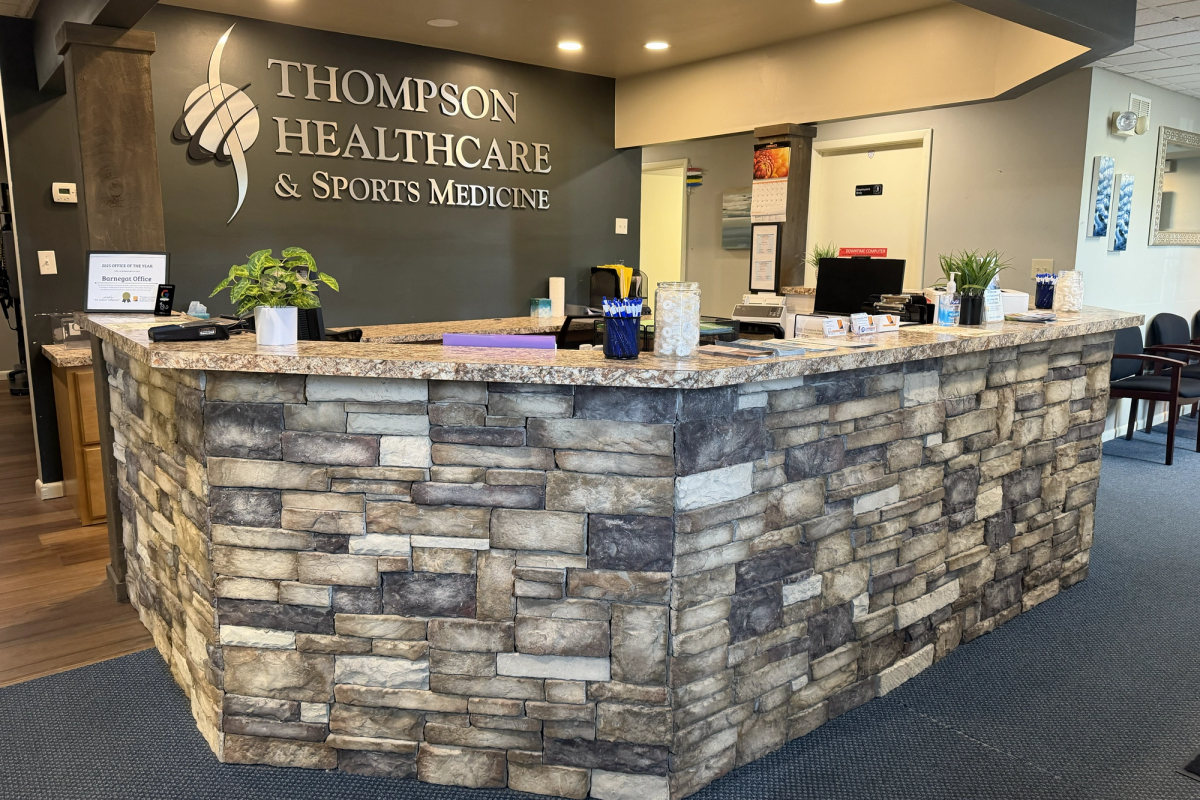 Reception desk of the Barnegat location of Thompson Healthcare & Sports Medicine.