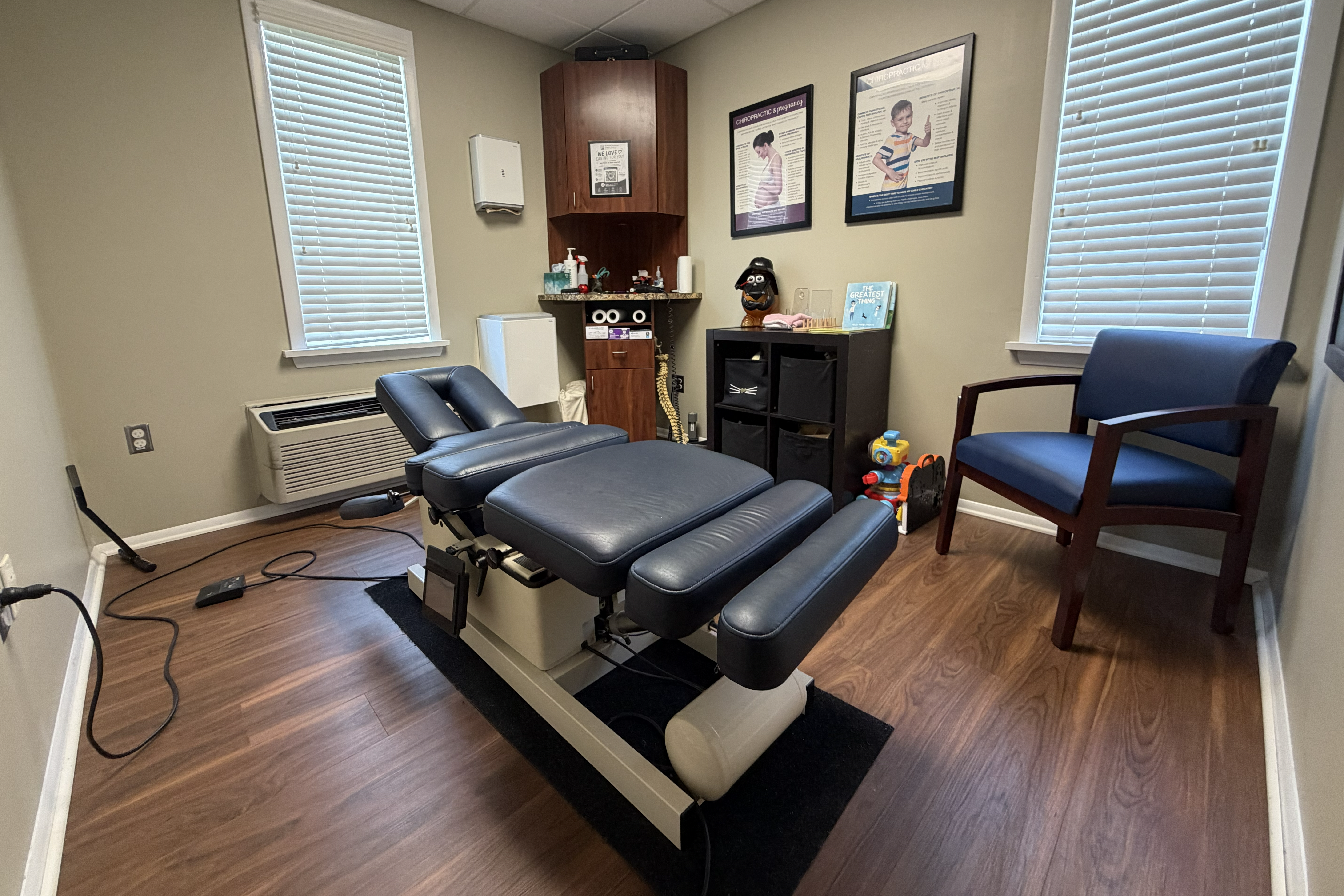 Chiropractic treatment room at the Toms River location of Thompson Healthcare & Sports Medicine.