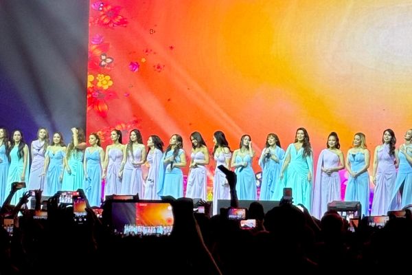 Stage and crowd inside Etihad Arena, Abu Dhabi, during a concert in August 2026