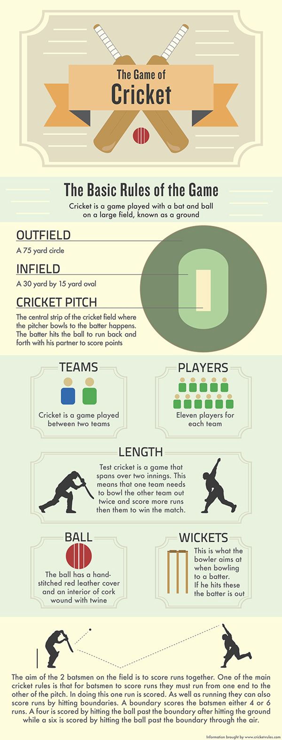 Cricket Rules Infographic - Basic Game Explained