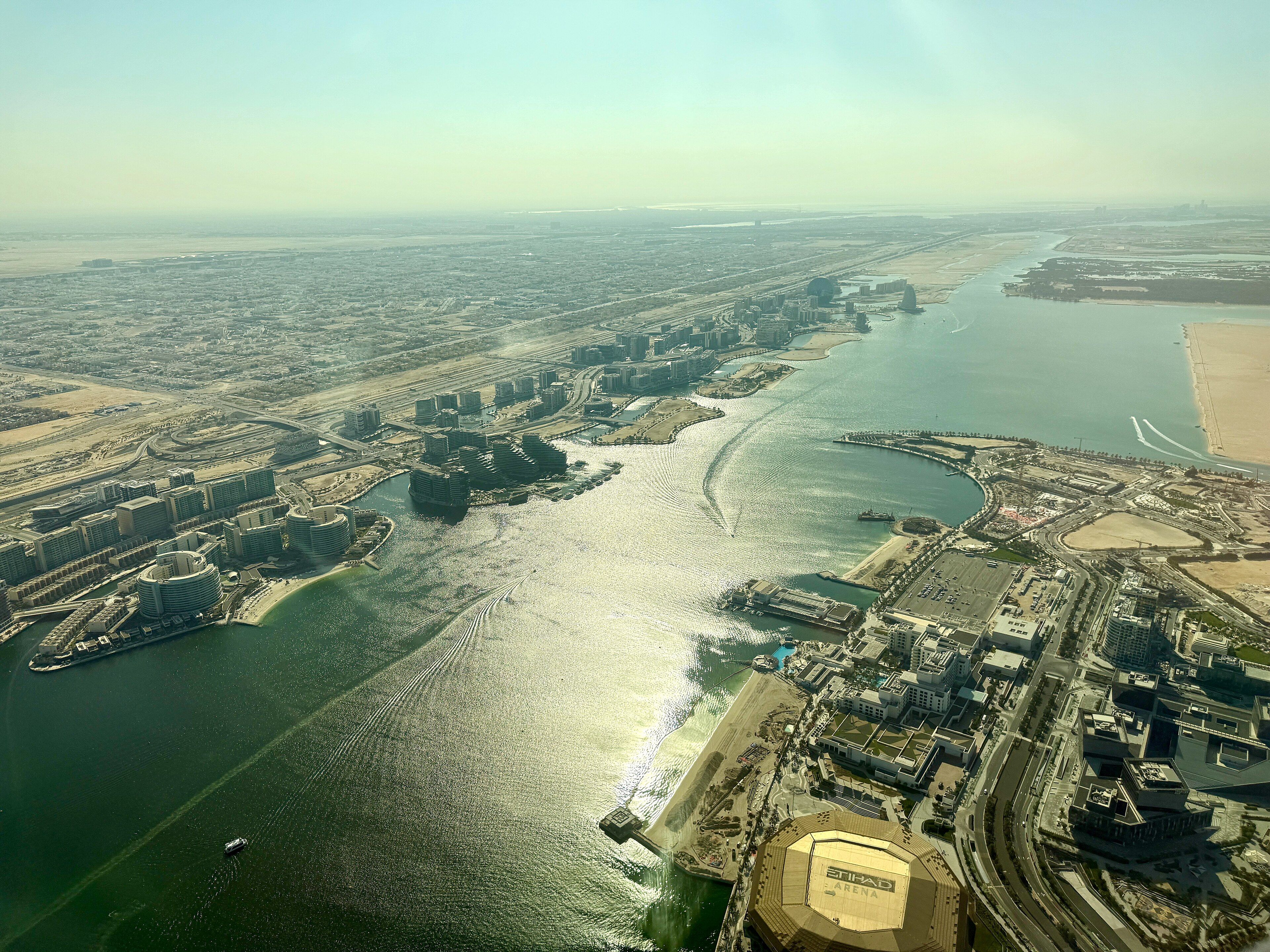 Yas Bay Waterfront on Yas Island, Abu Dhabi, photographed in January 2025