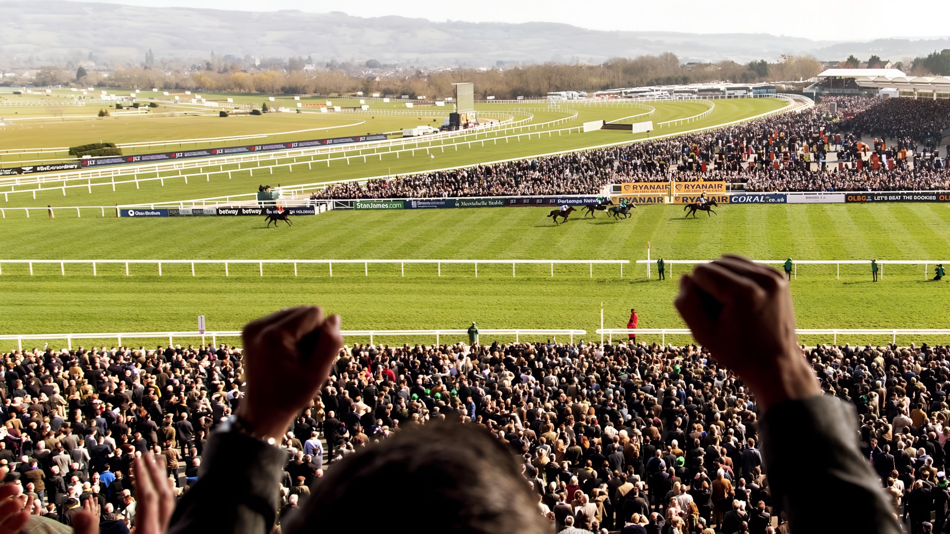 Spectacular racecourse view from the Racecourse View Enclosure at the Cheltenham Festival.