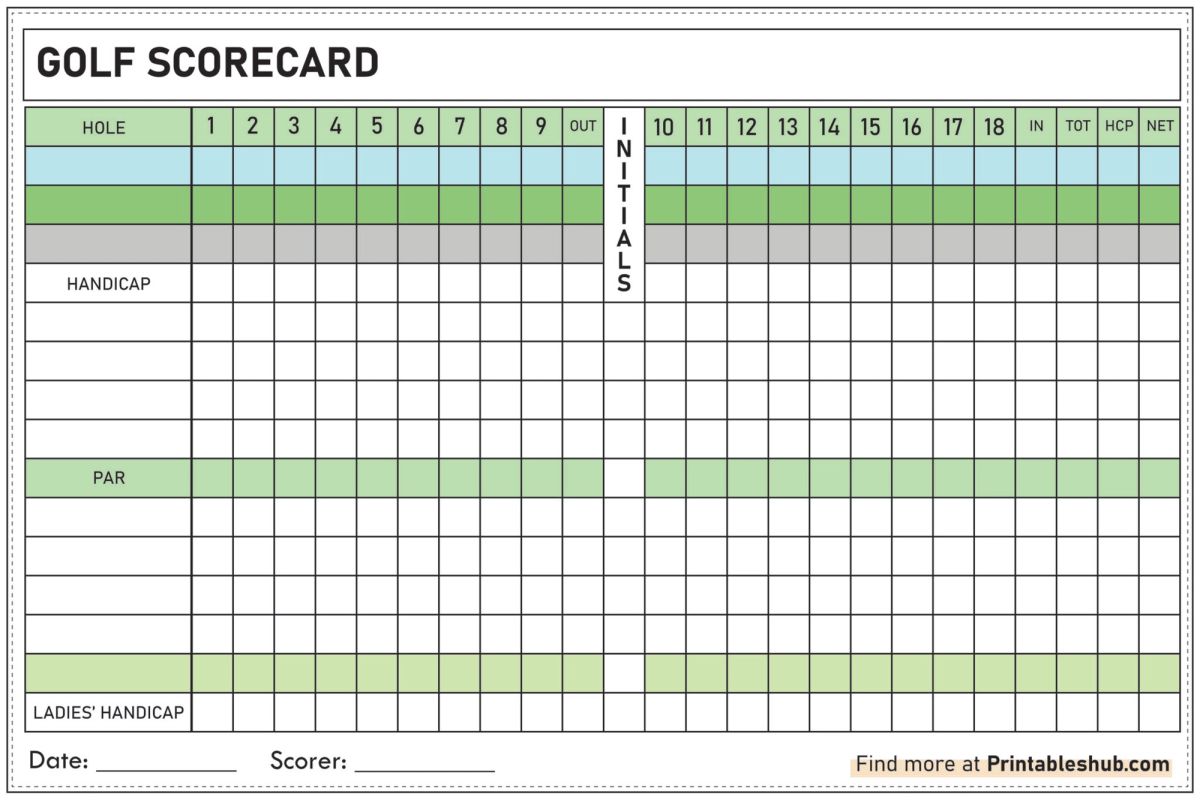 Printable Golf Scorecard - Printableshub.com