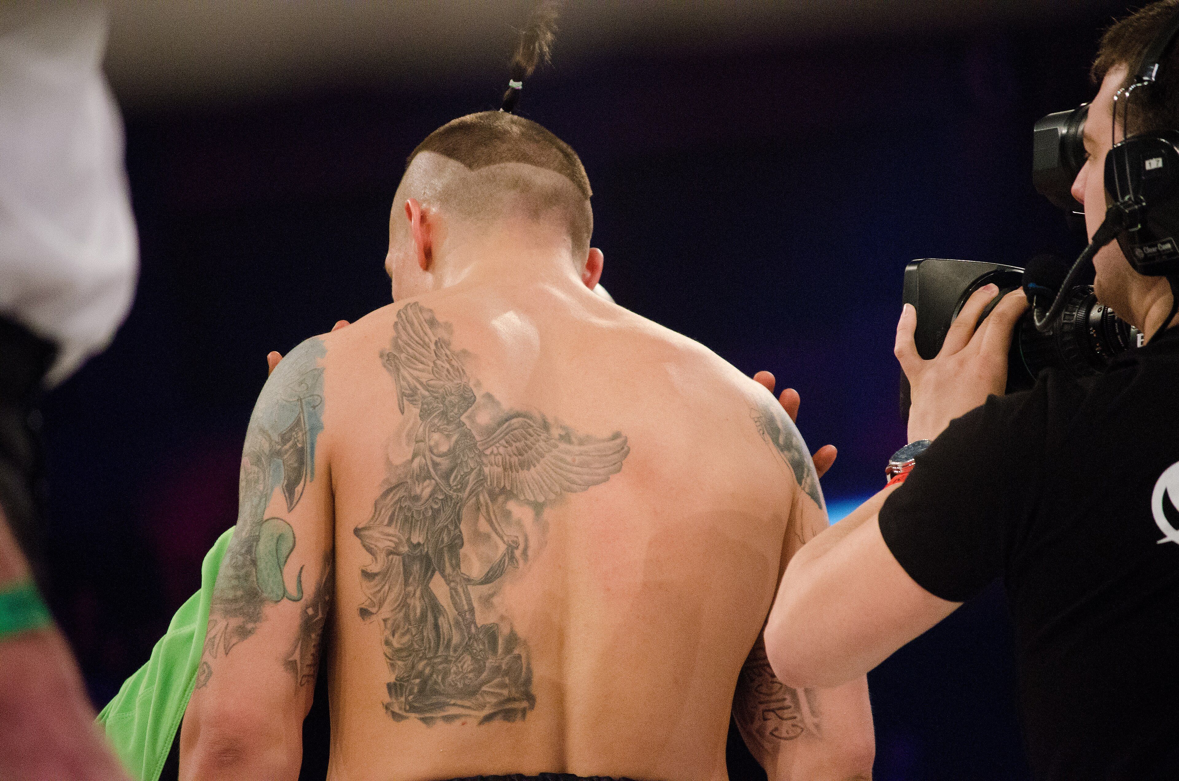 Oleksandr Usyk in the ring against Andrey Knyazev in Kyiv, Ukraine, in April 2015