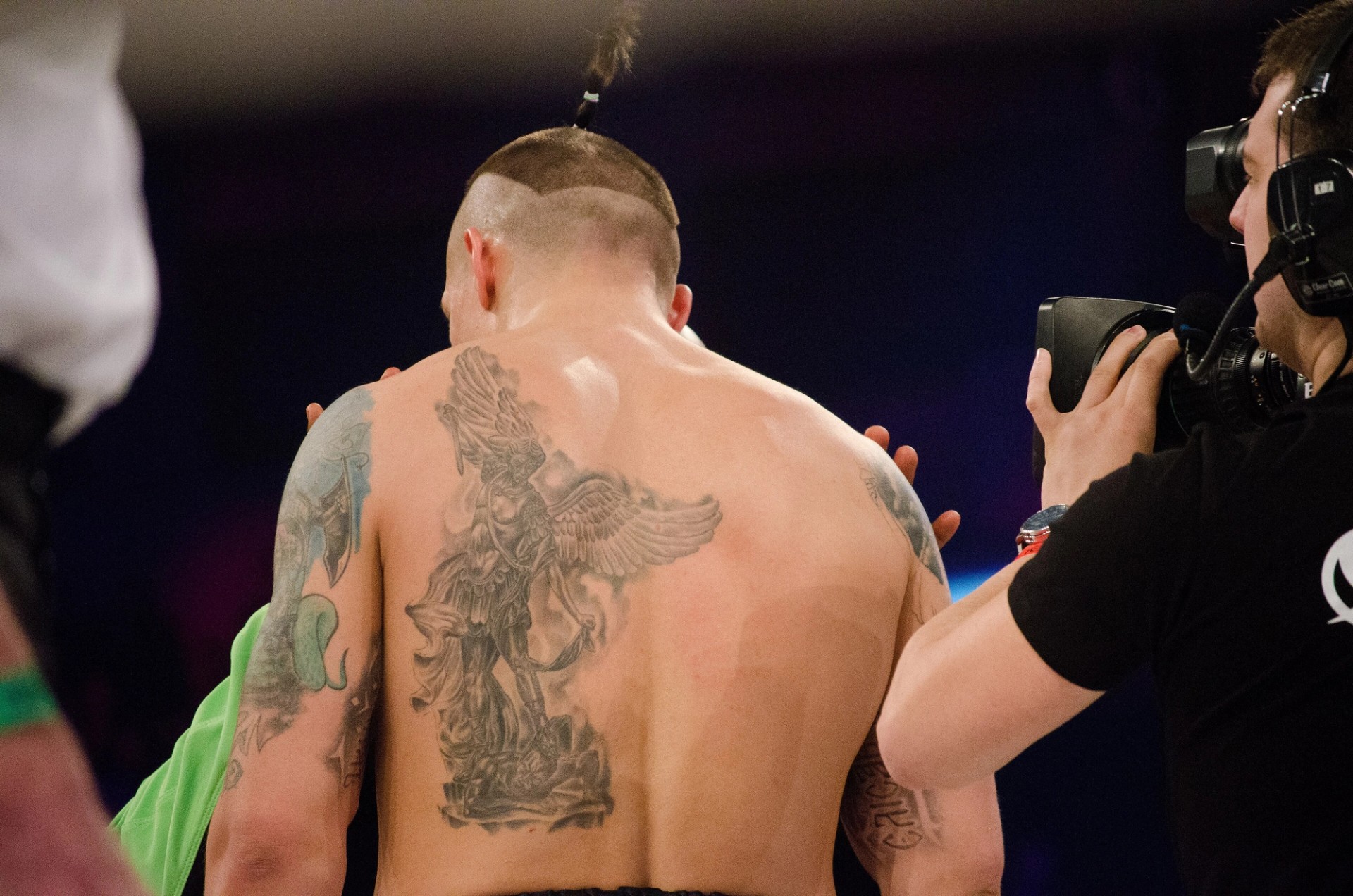 Oleksandr Usyk in the ring against Andrey Knyazev in Kyiv, Ukraine, in April 2015