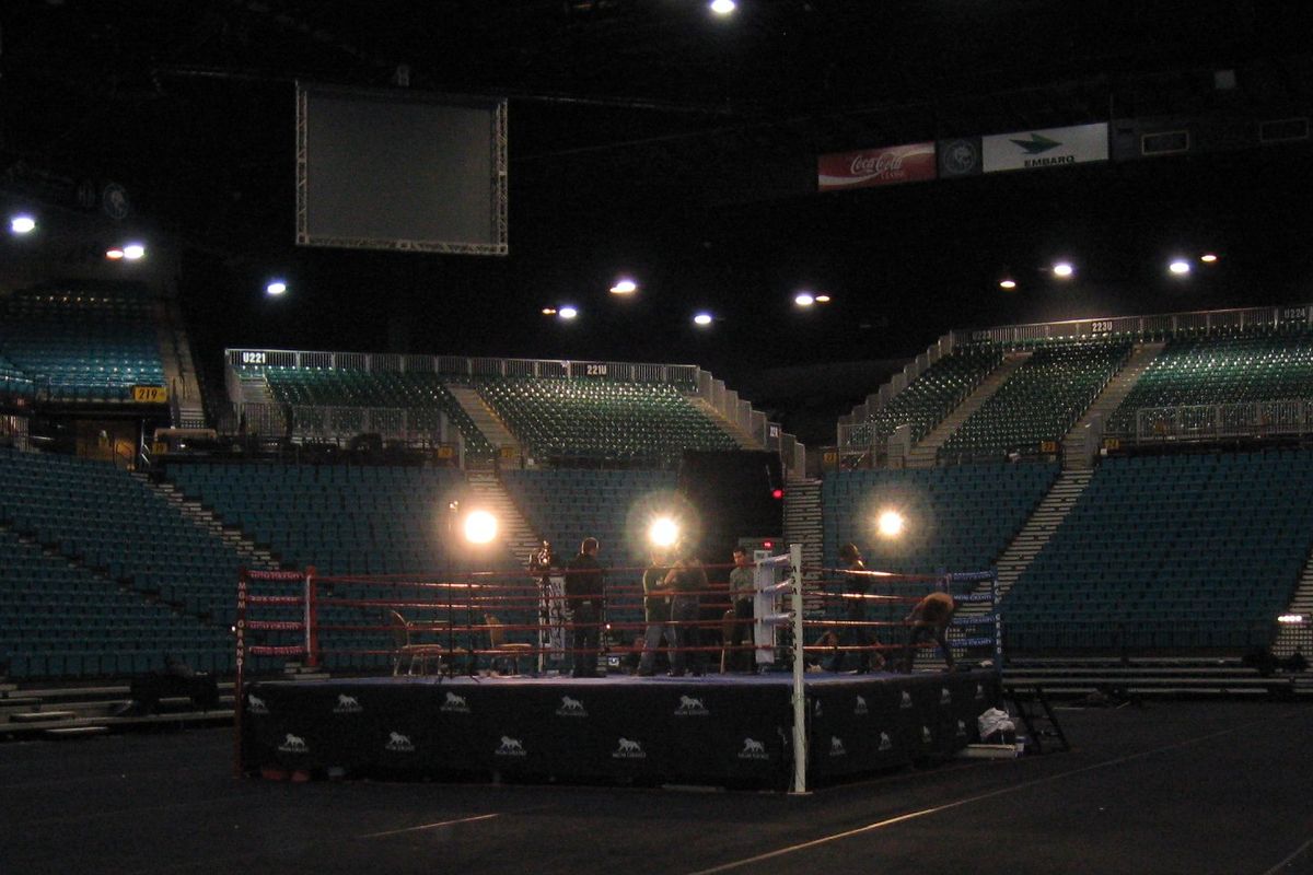 The boxing ring inside the MGM Grand Garden Arena in Las Vegas in December 2008