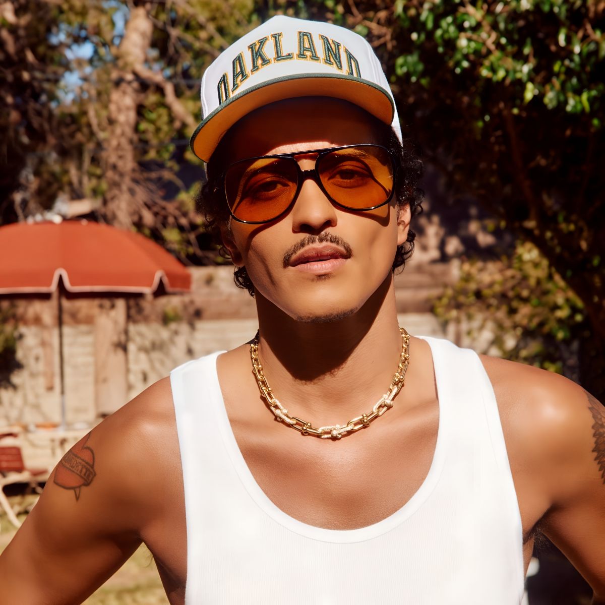 Bruno Mars in Oakland Cap, Outdoor Portrait