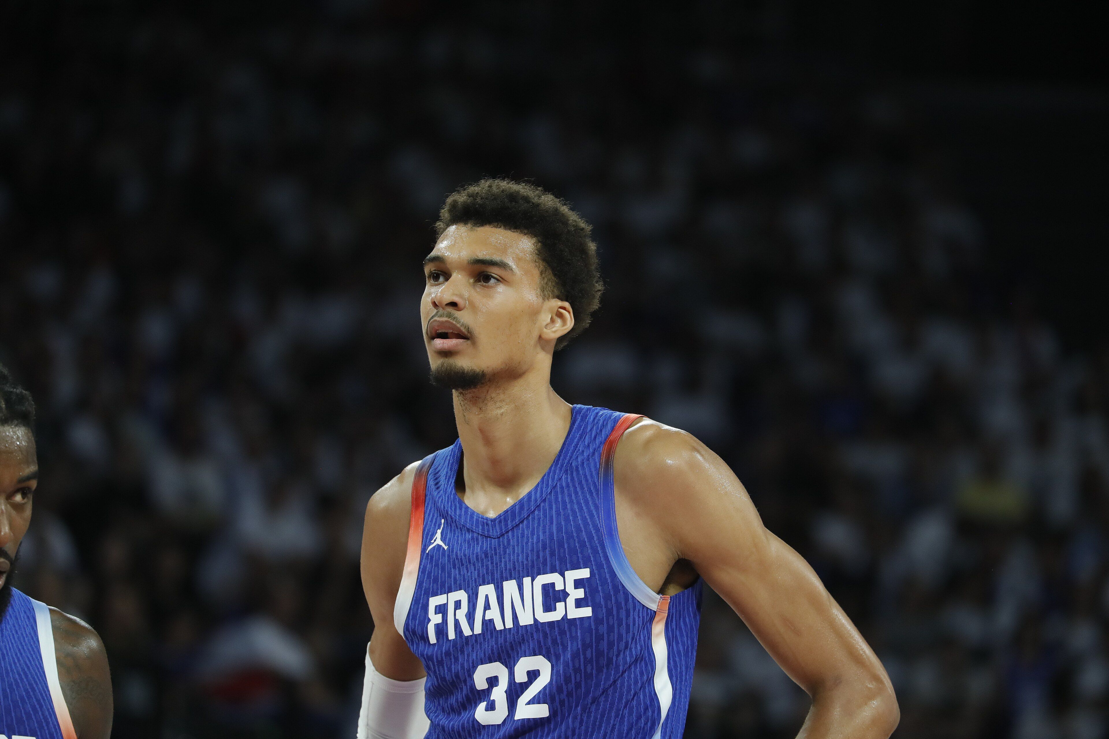 Victor Wembanyama playing for the France national team in July 2024