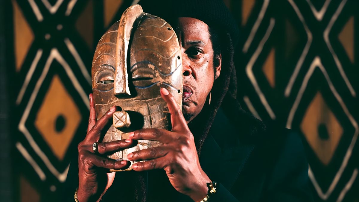Jay-Z with African Tribal Mask - Cultural Portrait