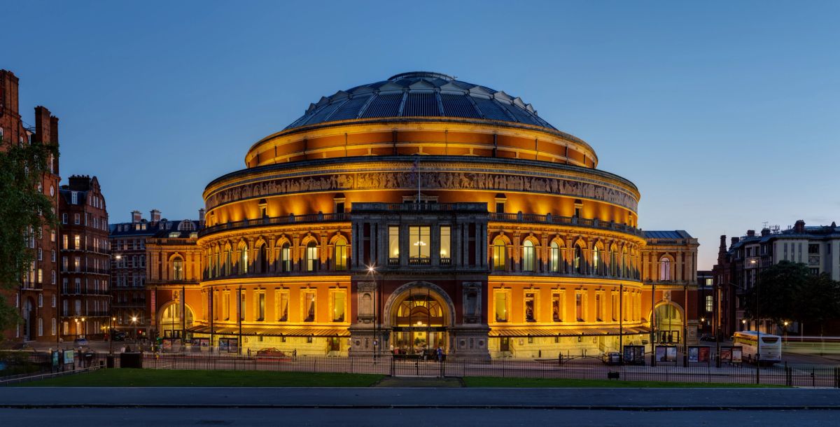 Royal Albert Hall at twilight, London landmark