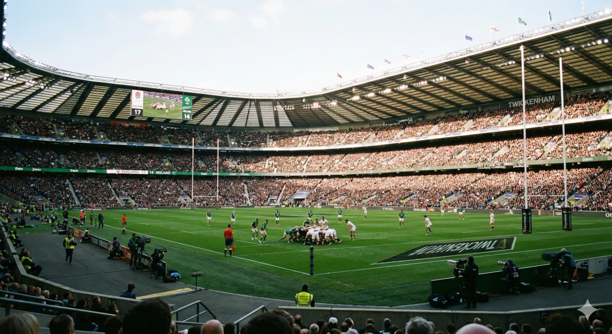 England Ireland Rugby Scrum at Twickenham Stadium
