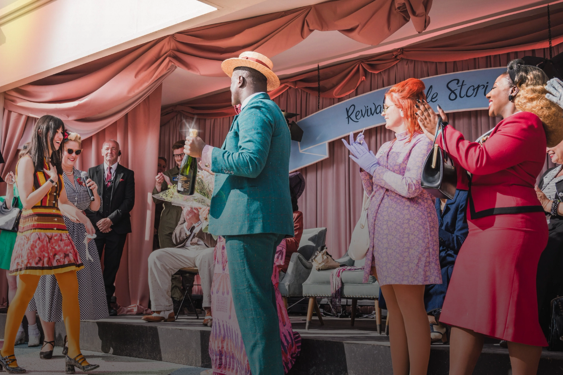 Revival event showing fashion at Goodwood, and hospitality at the event