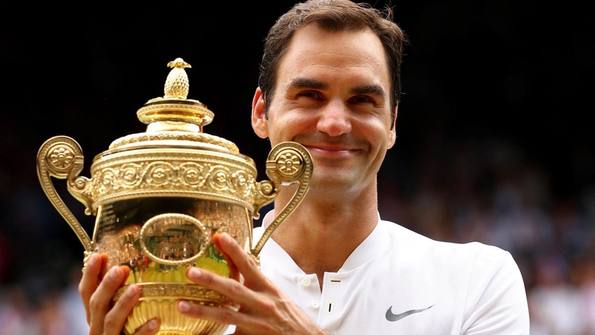 Roger Federer Wimbledon Champion with Gentlemen's Trophy