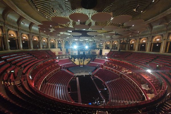 Interior of the Royal Albert Hall showing tiers of boxes and the domed roof, September 2024