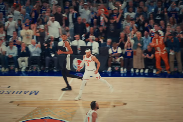 Victor Wembanyama of the San Antonio Spurs and Josh Hart of the New York Knicks during Game 3 of the 2026 NBA Finals