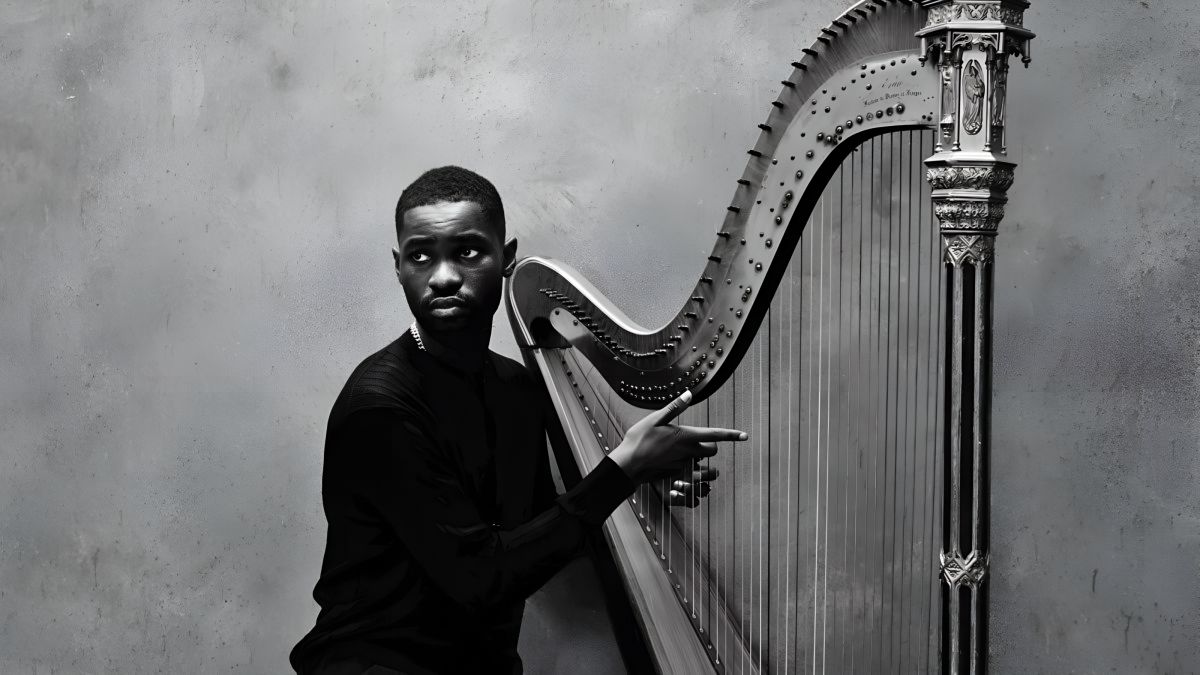 Harpist with Erard Harp - Studio Portrait