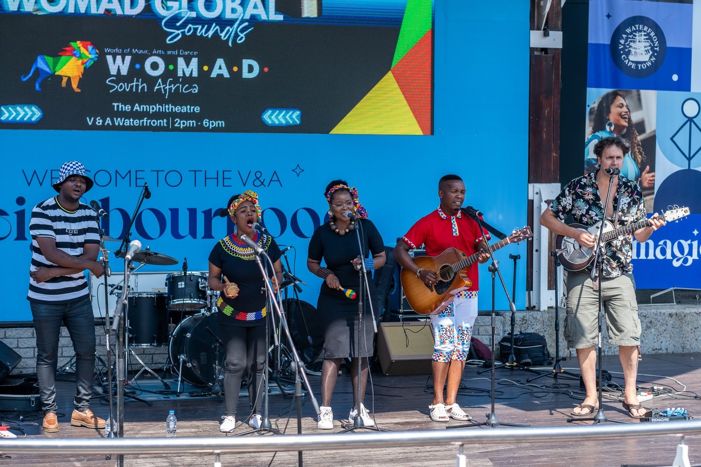 Musicians performing at a WOMAD South Africa event at the V&A Waterfront Amphitheatre