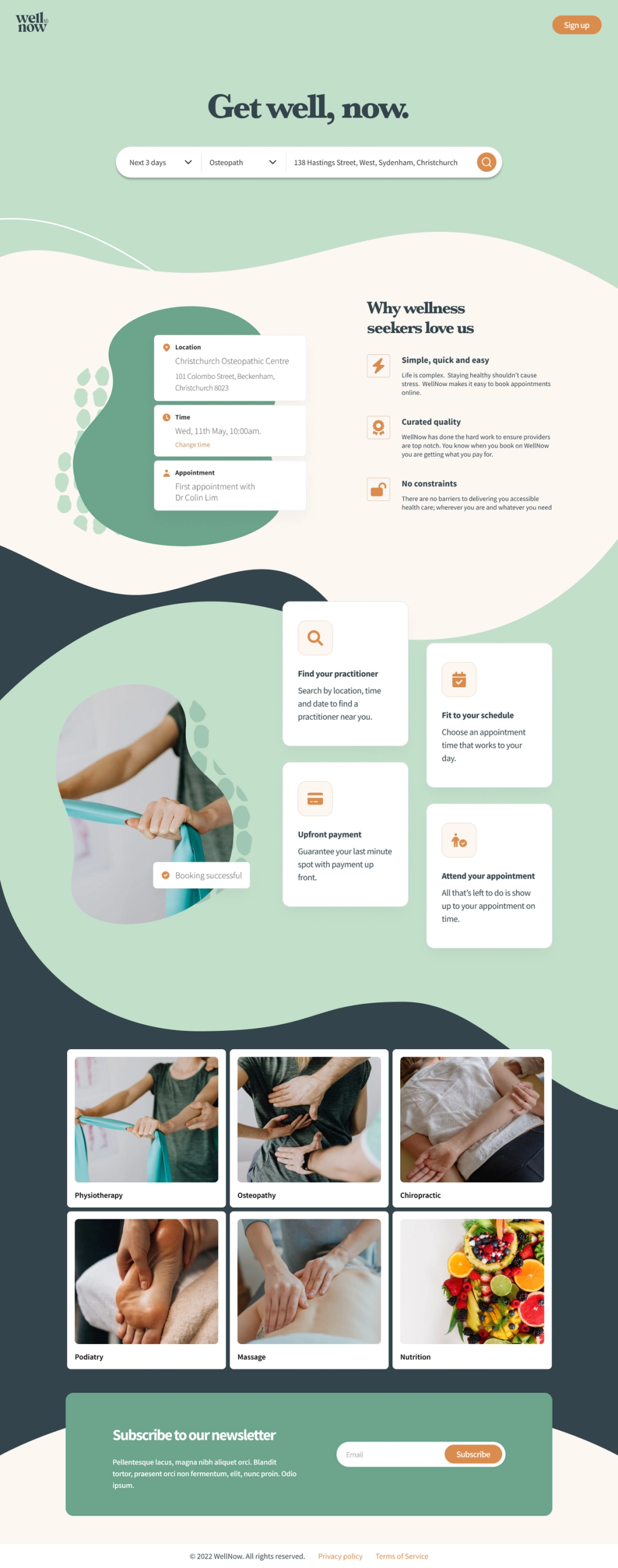 Homepage for the WellNow website.