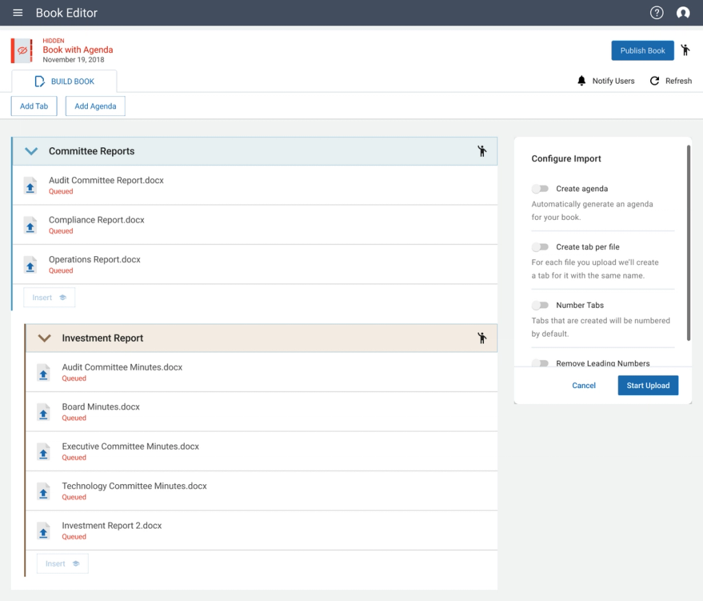 Bulk upload configuration.
