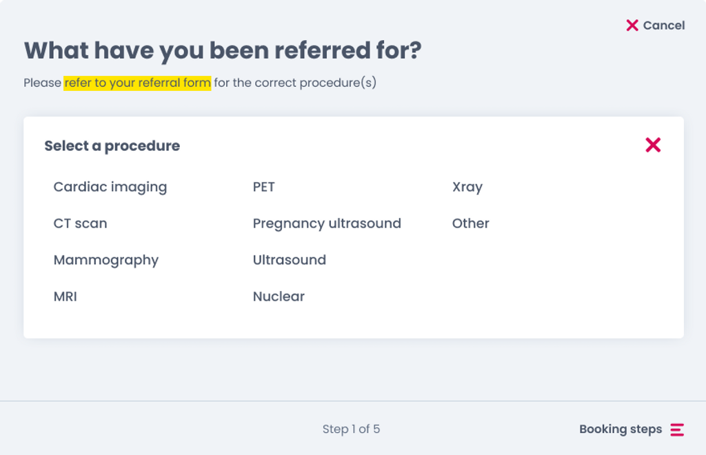 Choose a procedure.