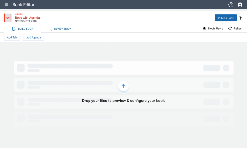 Bulk upload hover state to empty book.
