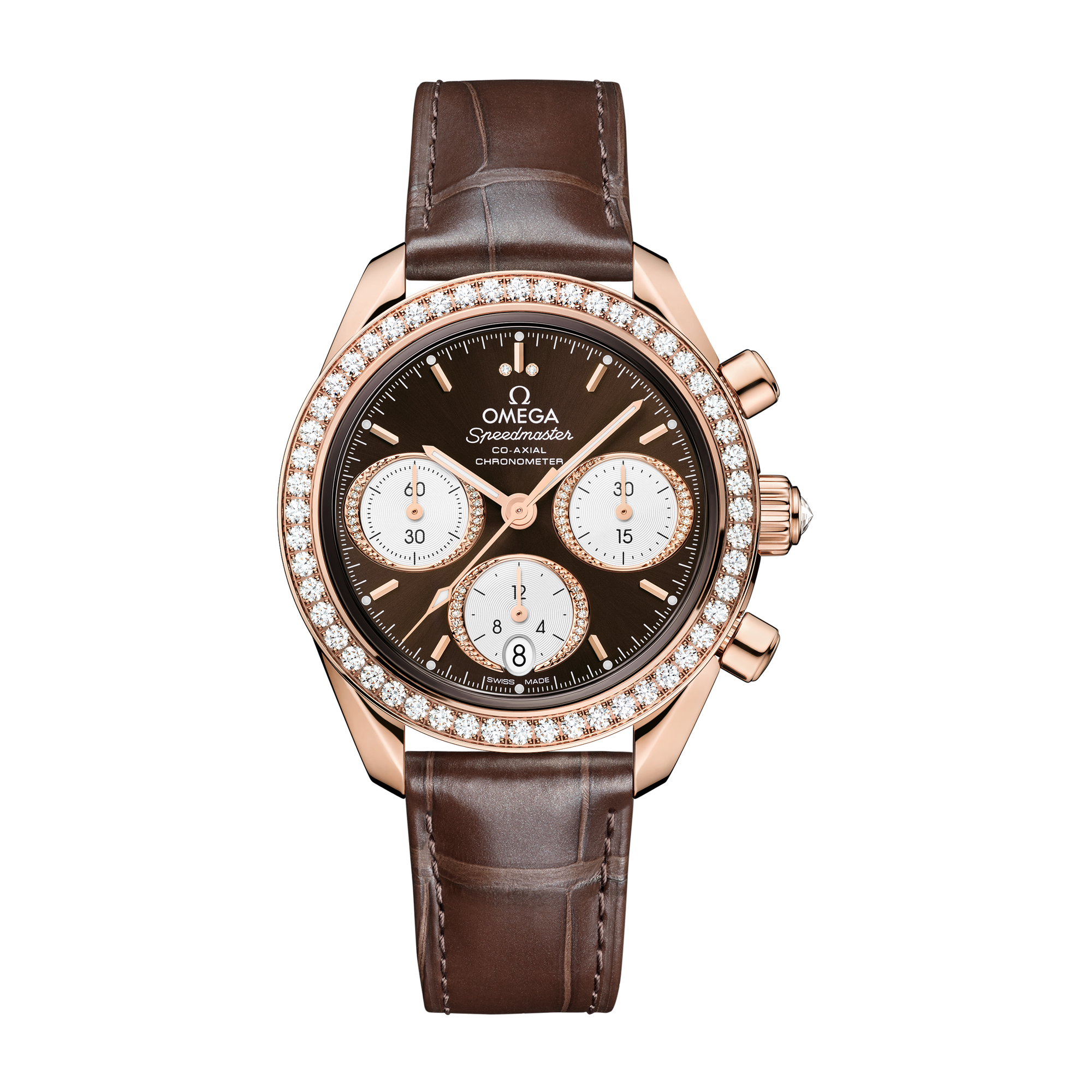 Omega Speedmaster 38 Brown Rose Gold Alligator Leather 38mm