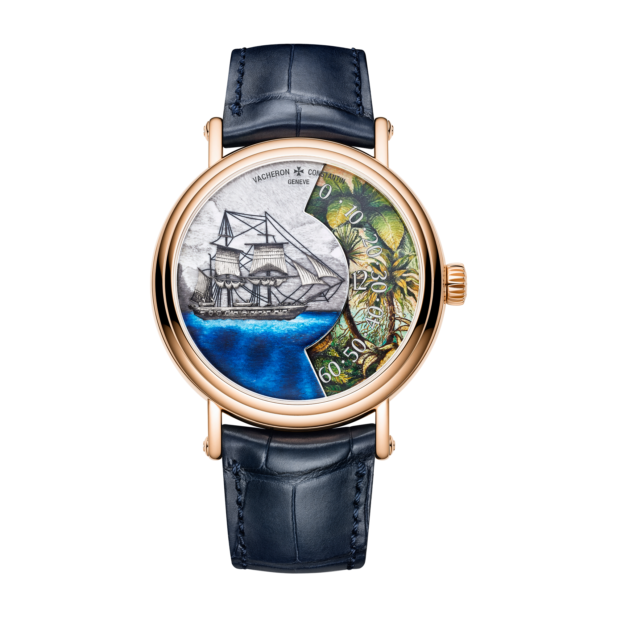 Vacheron Constantin Métiers d'Art Tribute to Explorer Naturalists Gold Rose Gold Alligator Leather 41mm
