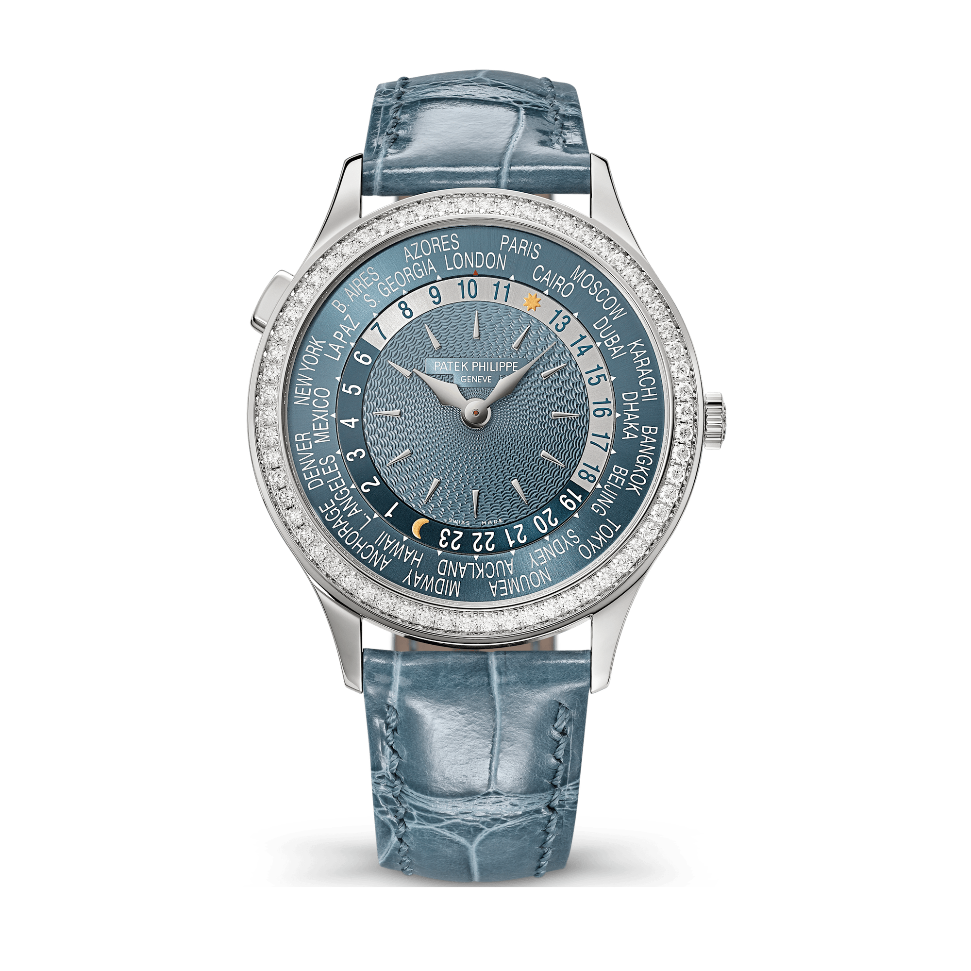 Patek Philippe Complications Blue White Gold Alligator Leather 36mm