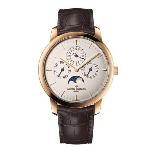 Vacheron Constantin Patrimony Perpetual Calendar Ultra-thin Silver Rose Gold Alligator Leather 41mm