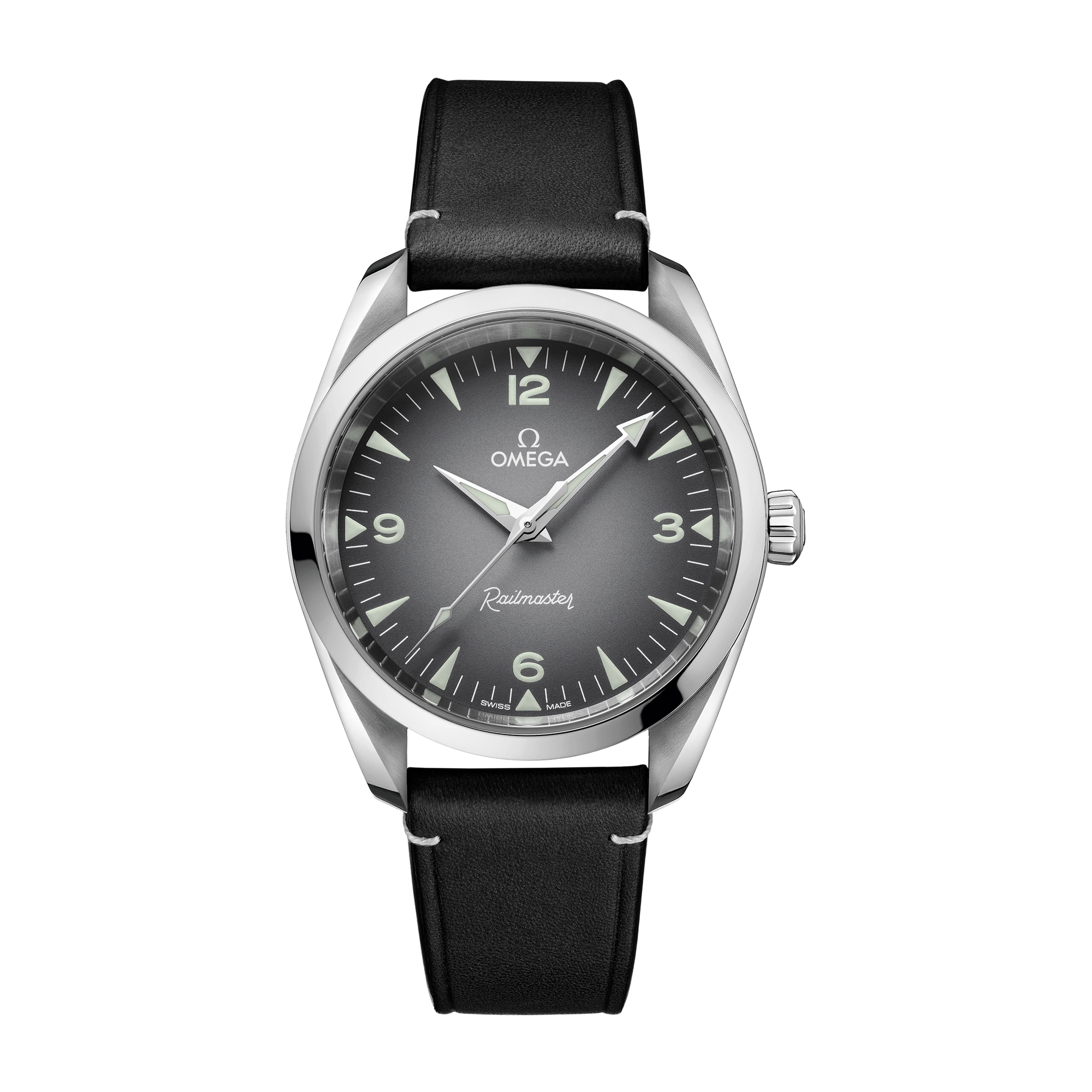 Omega Seamaster Railmaster Grey Steel Leather 38mm