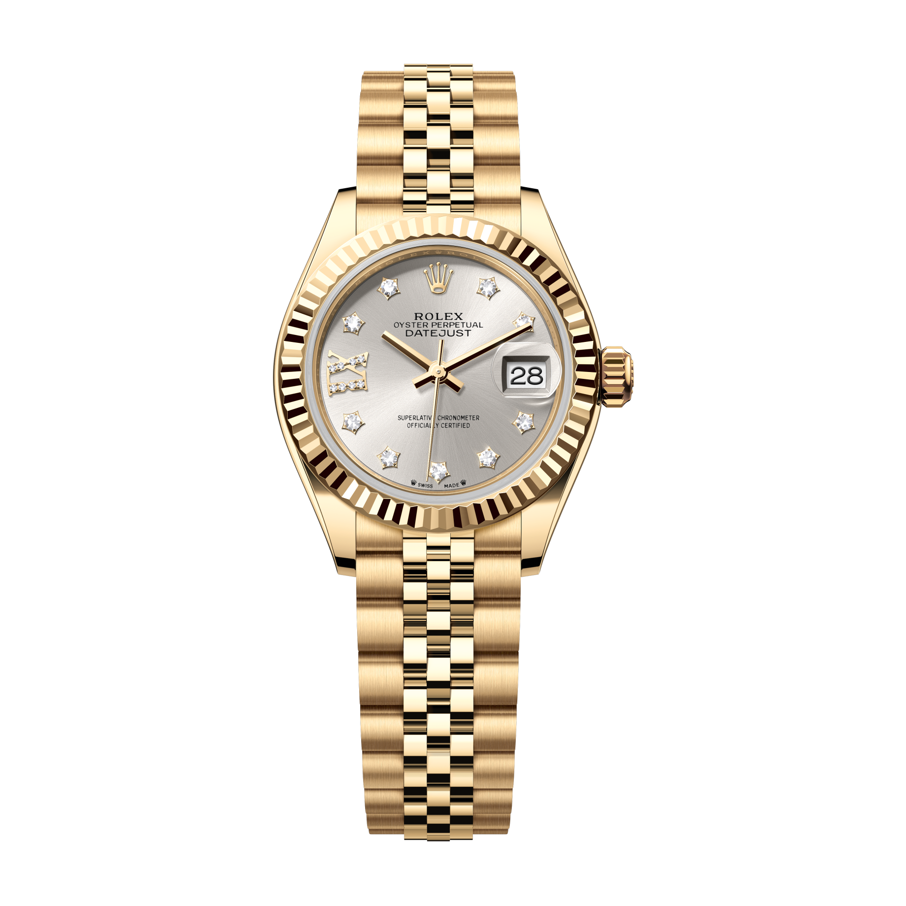 Rolex Lady-Datejust Silver Yellow Gold 28mm