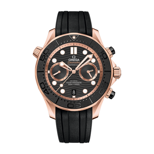 Omega Seamaster Diver 300M Black Rose Gold Rubber 44mm