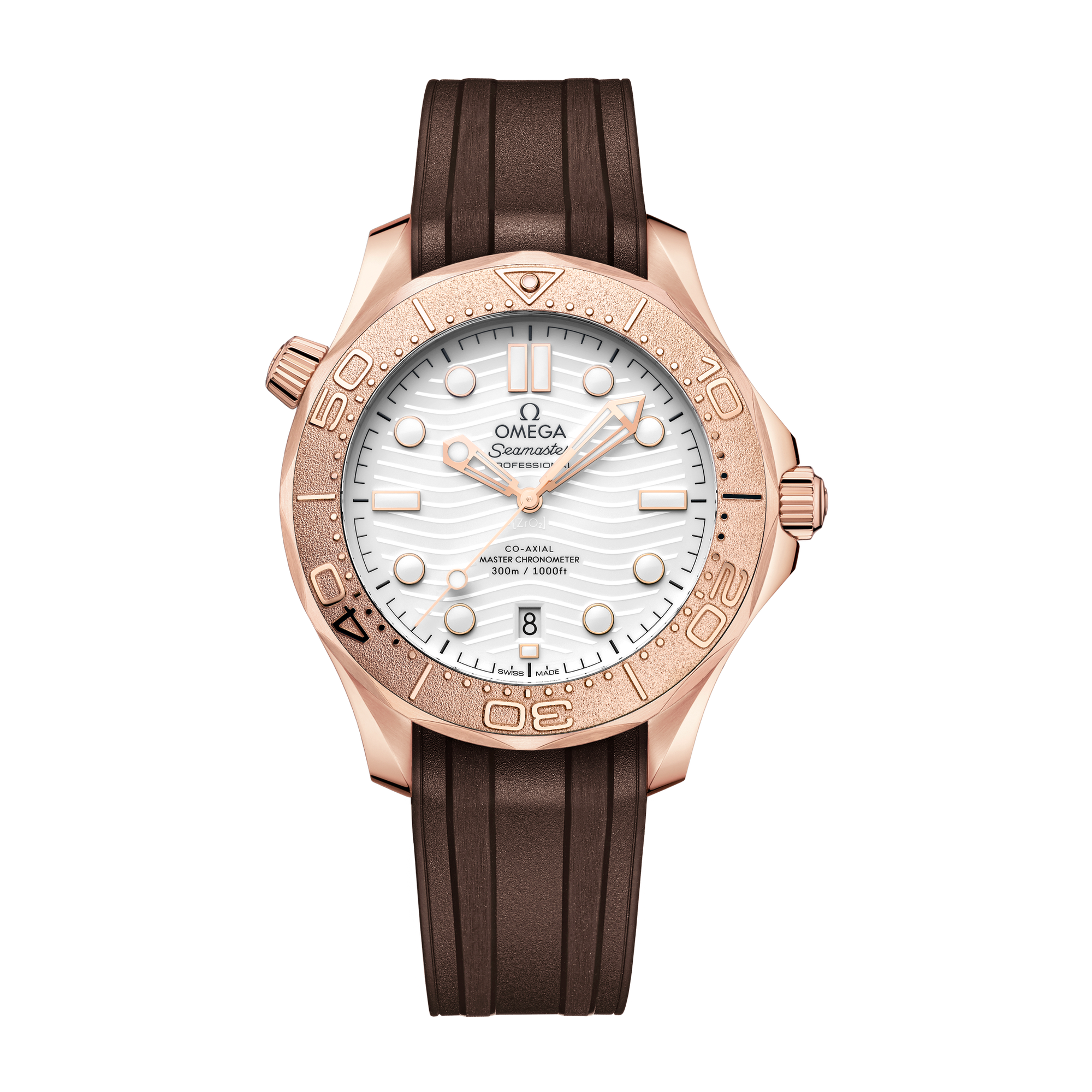 Omega Seamaster Diver 300M White Rose Gold Rubber 42mm