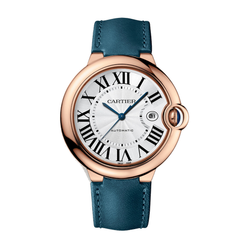 Cartier Ballon Bleu 42 mm Silver Rose Gold Leather 42mm