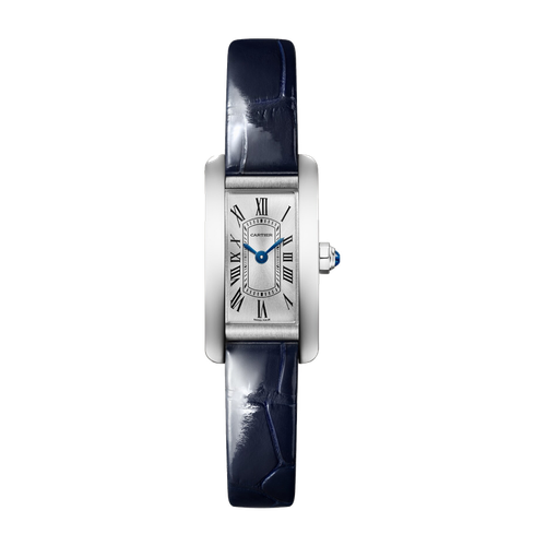 Cartier Tank Américaine Silver Steel Alligator Leather 15.2mm
