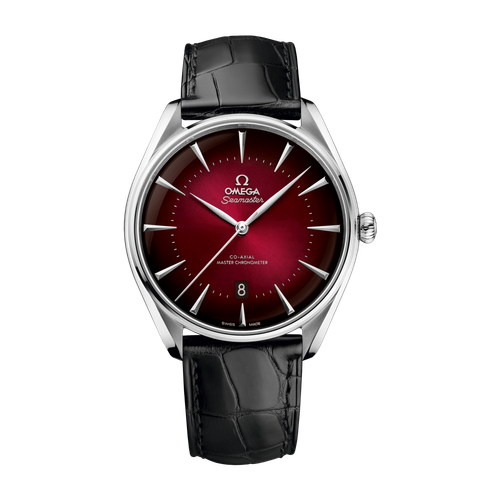 Omega Seamaster Red Steel Alligator Leather 39.5mm