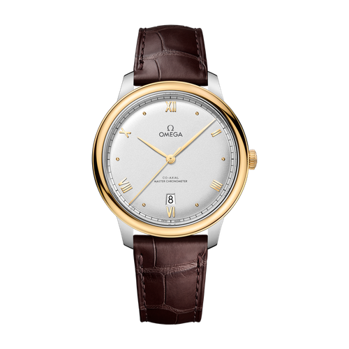 Omega De Ville Prestige Silver Two-Tone Alligator Leather 40mm
